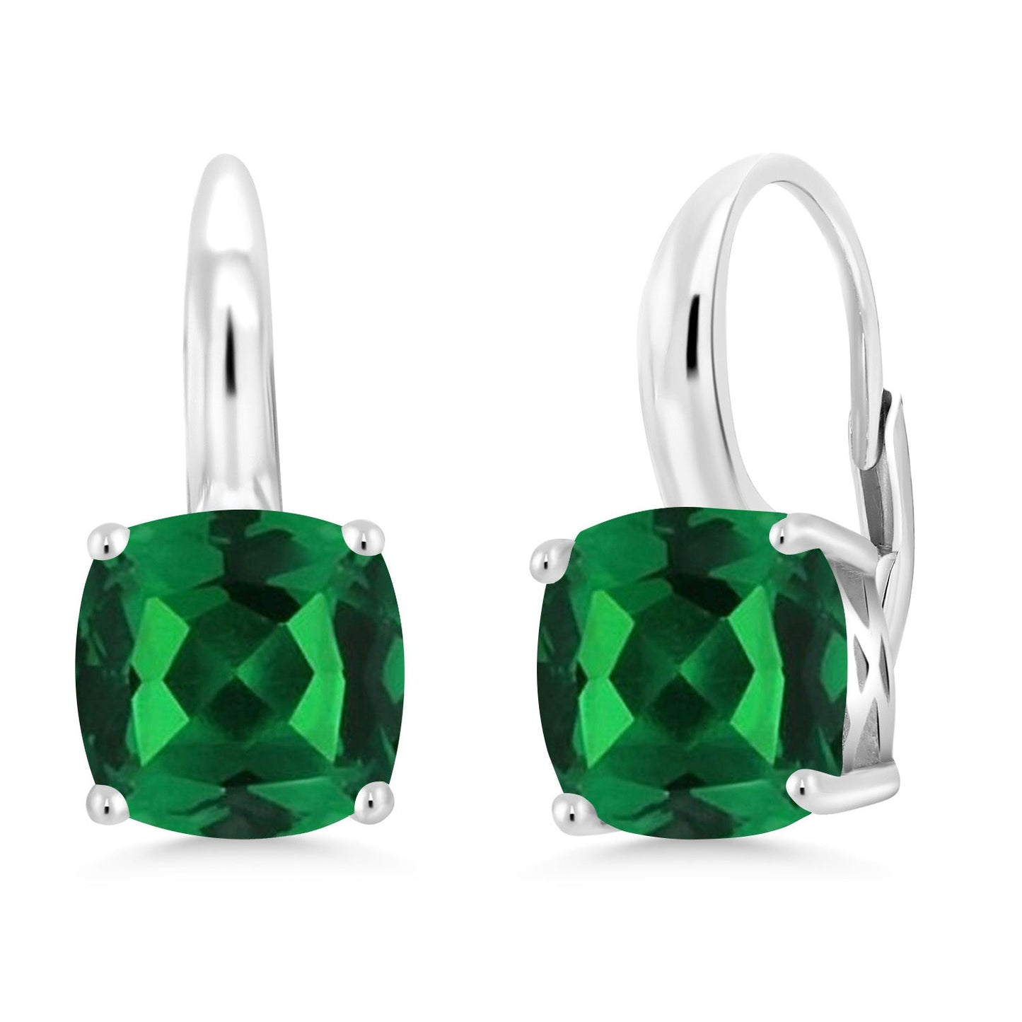 4-6 Cttw Gemstone Birthstone Leverback Dangle Earrings for Women | 925 Sterling Silver | 8MM Cushion | Fine Jewelry for Her Mom Wife