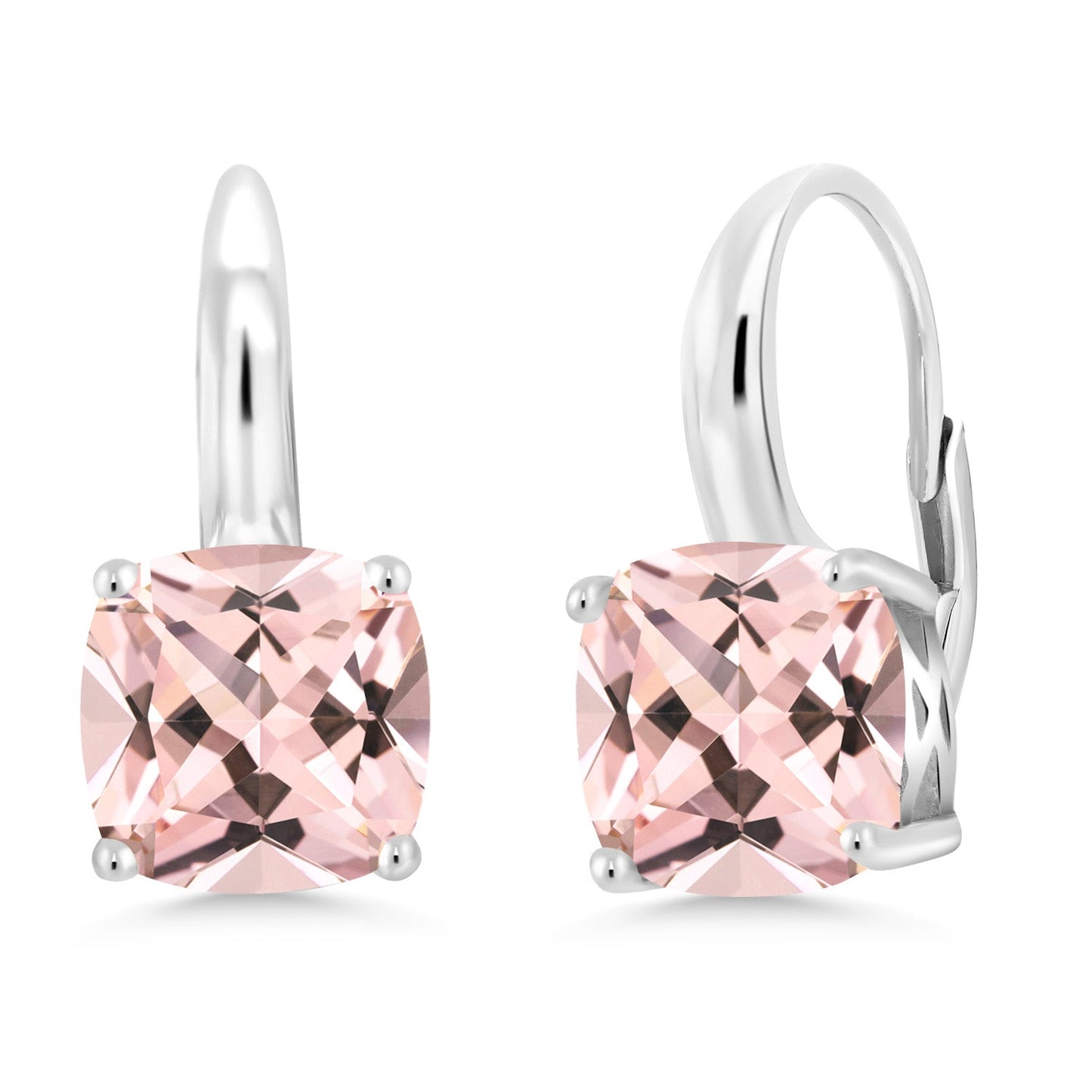 4-6 Cttw Gemstone Birthstone Leverback Dangle Earrings for Women | 925 Sterling Silver | 8MM Cushion | Fine Jewelry for Her Mom Wife