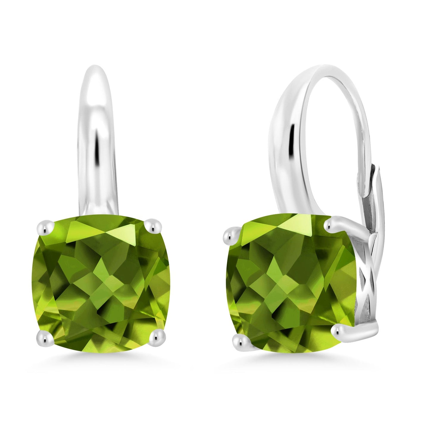4-6 Cttw Gemstone Birthstone Leverback Dangle Earrings for Women | 925 Sterling Silver | 8MM Cushion | Fine Jewelry for Her Mom Wife
