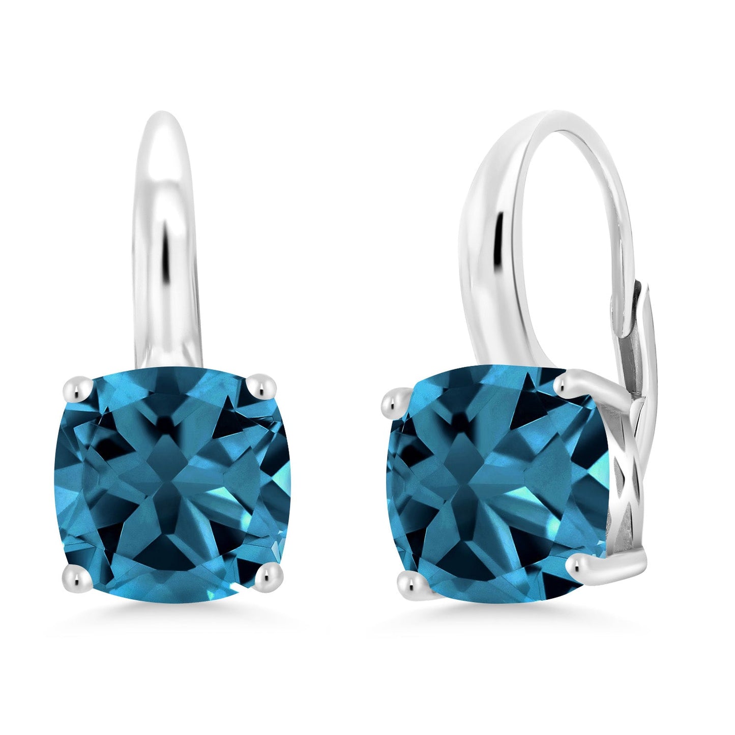 4-6 Cttw Gemstone Birthstone Leverback Dangle Earrings for Women | 925 Sterling Silver | 8MM Cushion | Fine Jewelry for Her Mom Wife