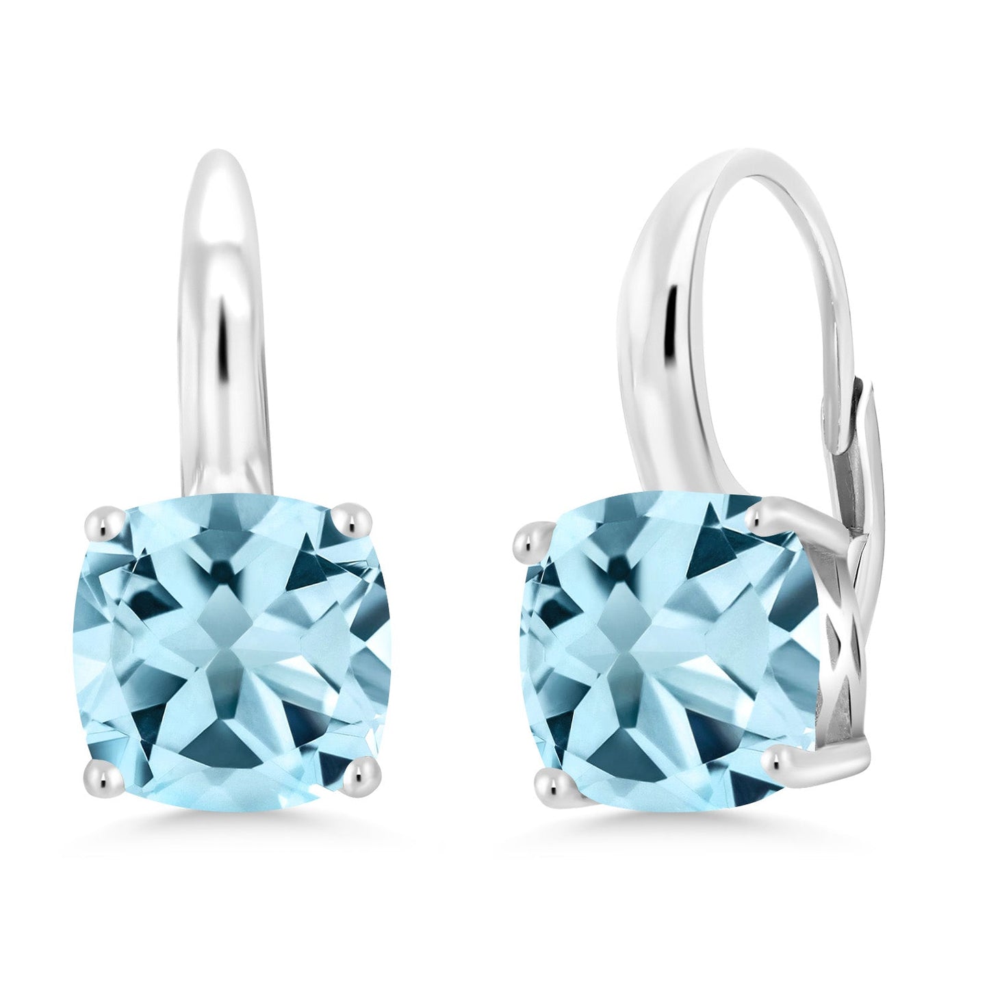 4-6 Cttw Gemstone Birthstone Leverback Dangle Earrings for Women | 925 Sterling Silver | 8MM Cushion | Fine Jewelry for Her Mom Wife