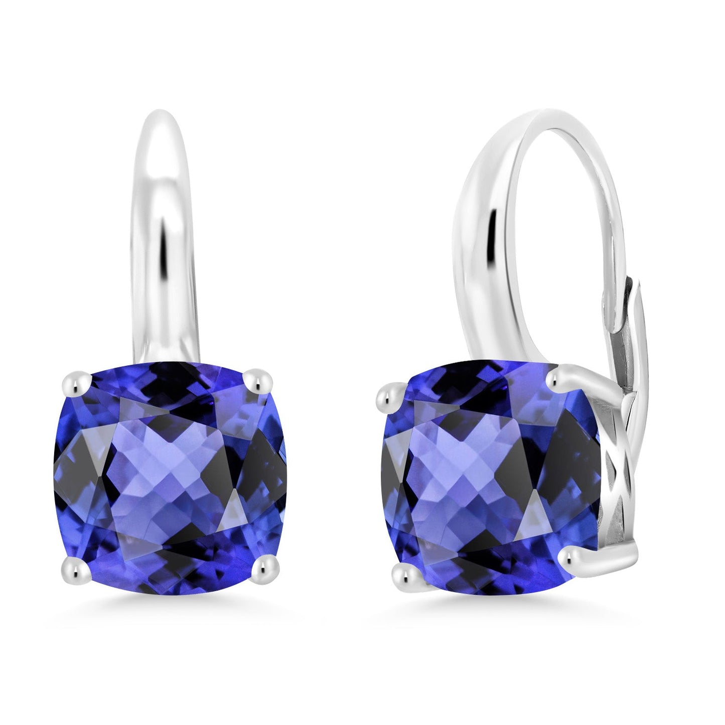 4-6 Cttw Gemstone Birthstone Leverback Dangle Earrings for Women | 925 Sterling Silver | 8MM Cushion | Fine Jewelry for Her Mom Wife