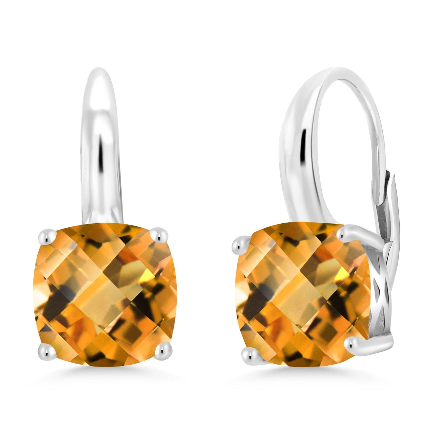 4-6 Cttw Gemstone Birthstone Leverback Dangle Earrings for Women | 925 Sterling Silver | 8MM Cushion | Fine Jewelry for Her Mom Wife