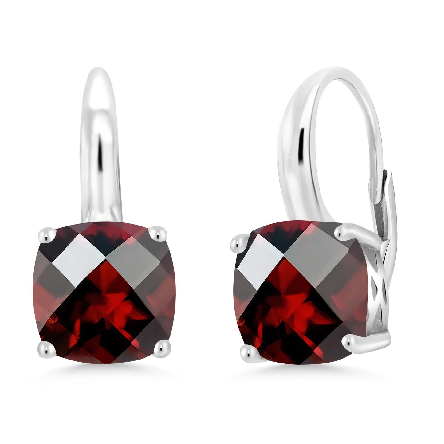 4-6 Cttw Gemstone Birthstone Leverback Dangle Earrings for Women | 925 Sterling Silver | 8MM Cushion | Fine Jewelry for Her Mom Wife