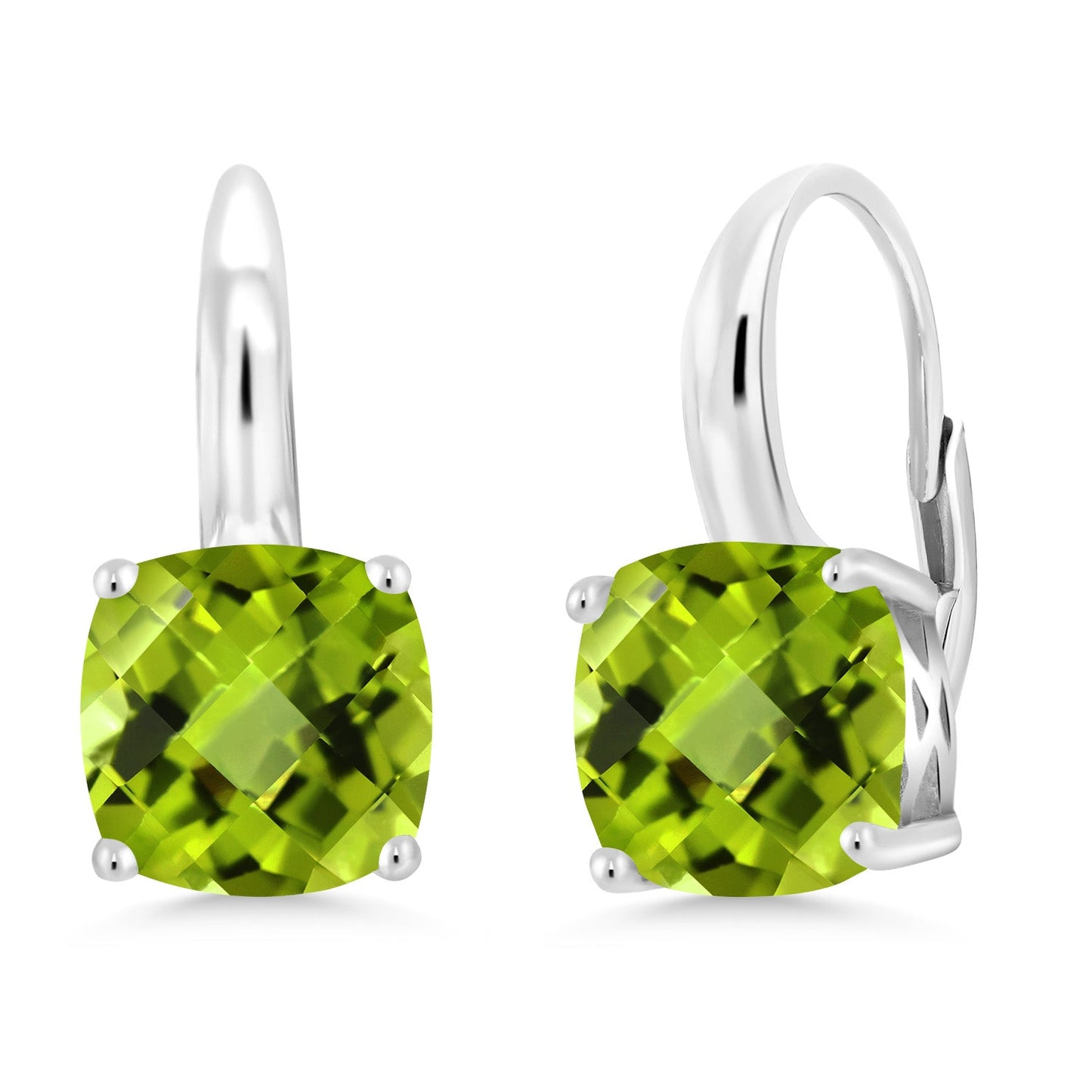 4-6 Cttw Gemstone Birthstone Leverback Dangle Earrings for Women | 925 Sterling Silver | 8MM Cushion | Fine Jewelry for Her Mom Wife