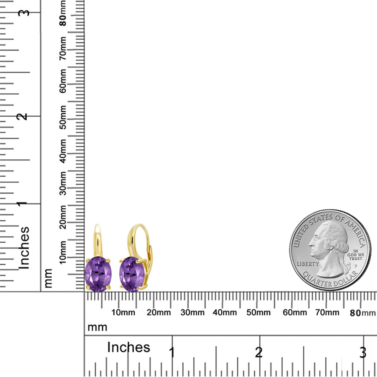 18K Yellow Gold Plated Silver 11X9MM Oval Gemstone Birthstone Leverback Drop Dangle Earrings For Women