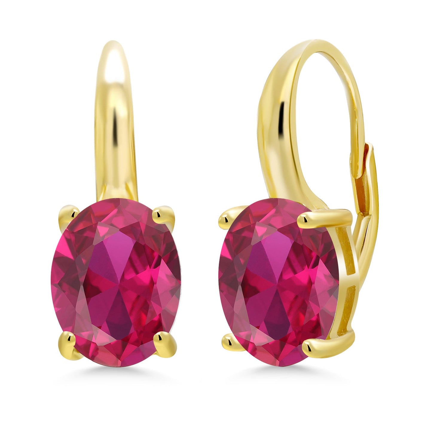 18K Yellow Gold Plated Silver 11X9MM Oval Gemstone Birthstone Leverback Drop Dangle Earrings For Women
