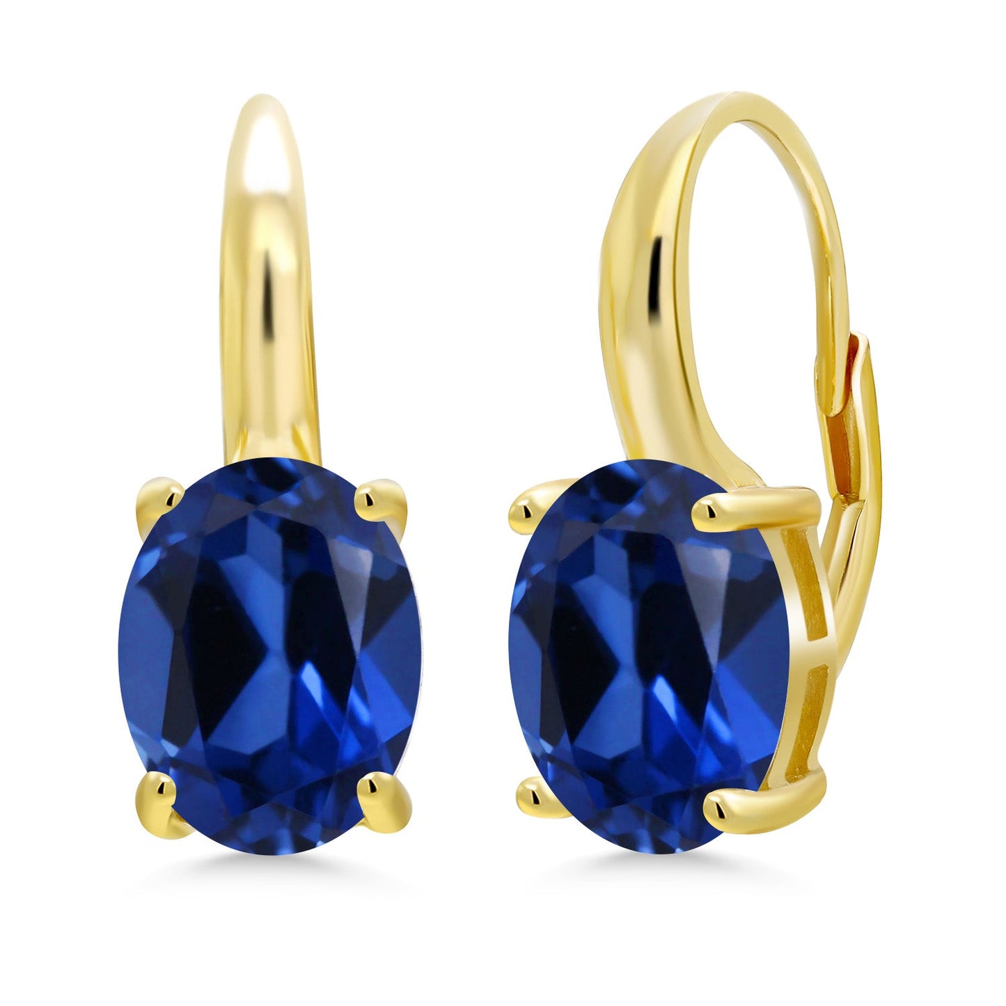 18K Yellow Gold Plated Silver 11X9MM Oval Gemstone Birthstone Leverback Drop Dangle Earrings For Women