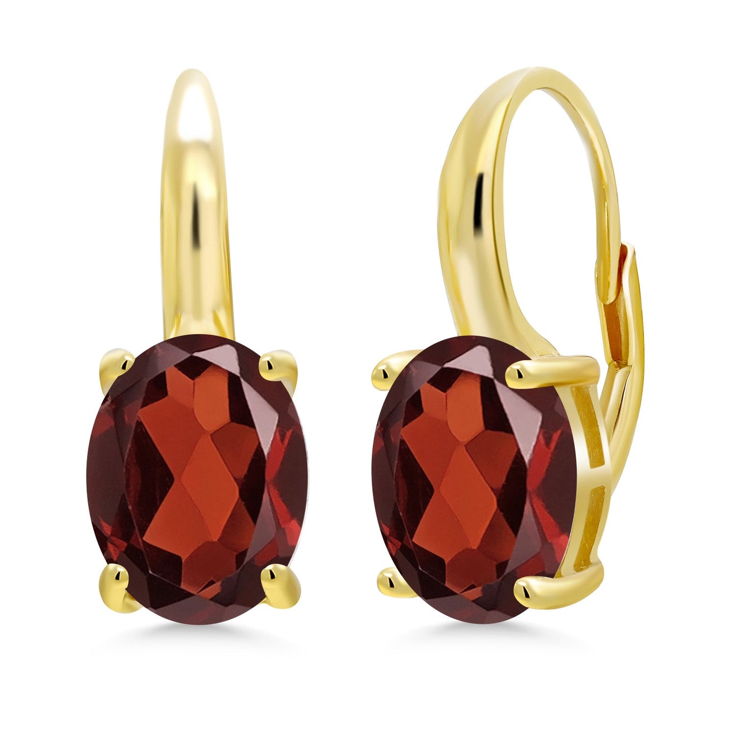 18K Yellow Gold Plated Silver 11X9MM Oval Gemstone Birthstone Leverback Drop Dangle Earrings For Women