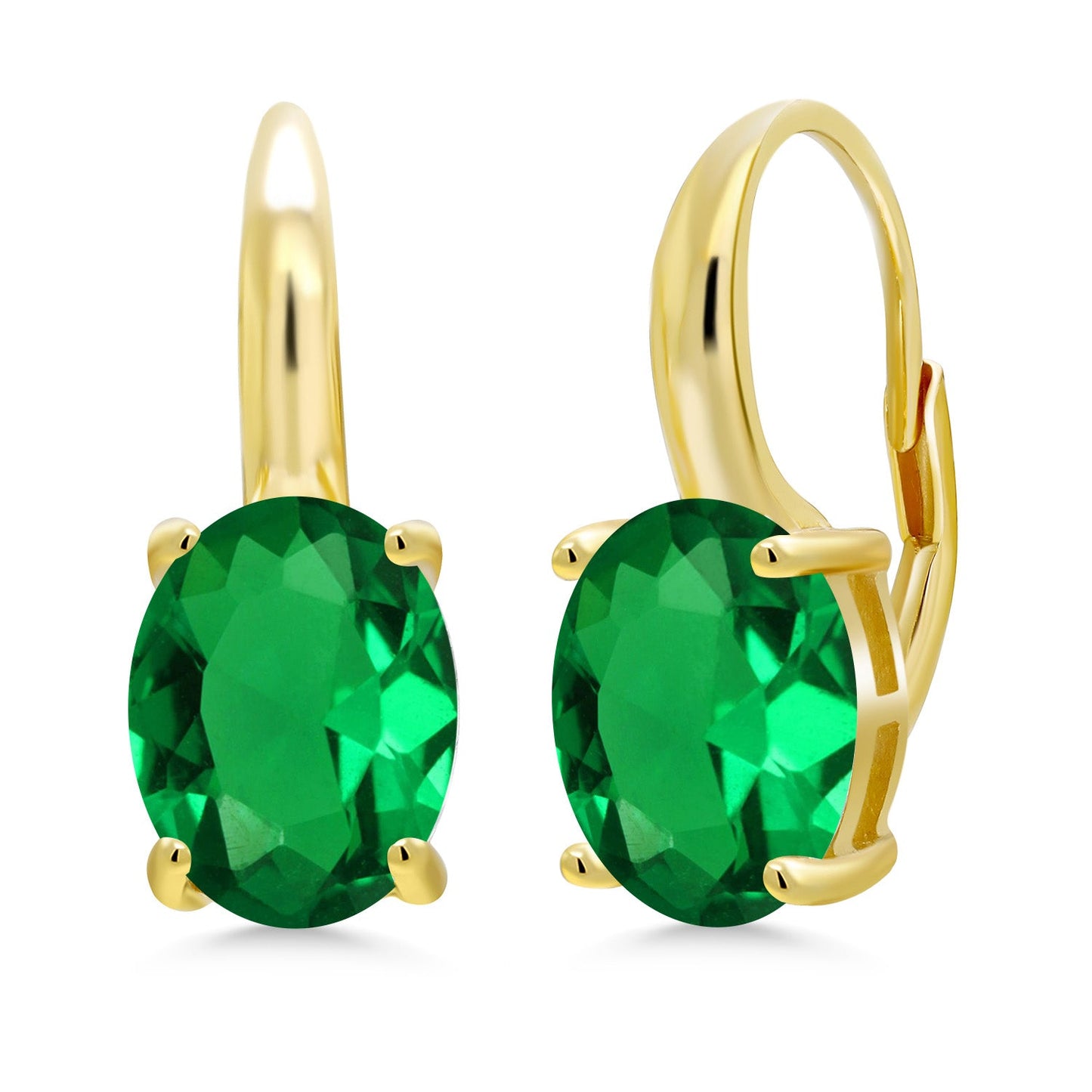 18K Yellow Gold Plated Silver 11X9MM Oval Gemstone Birthstone Leverback Drop Dangle Earrings For Women
