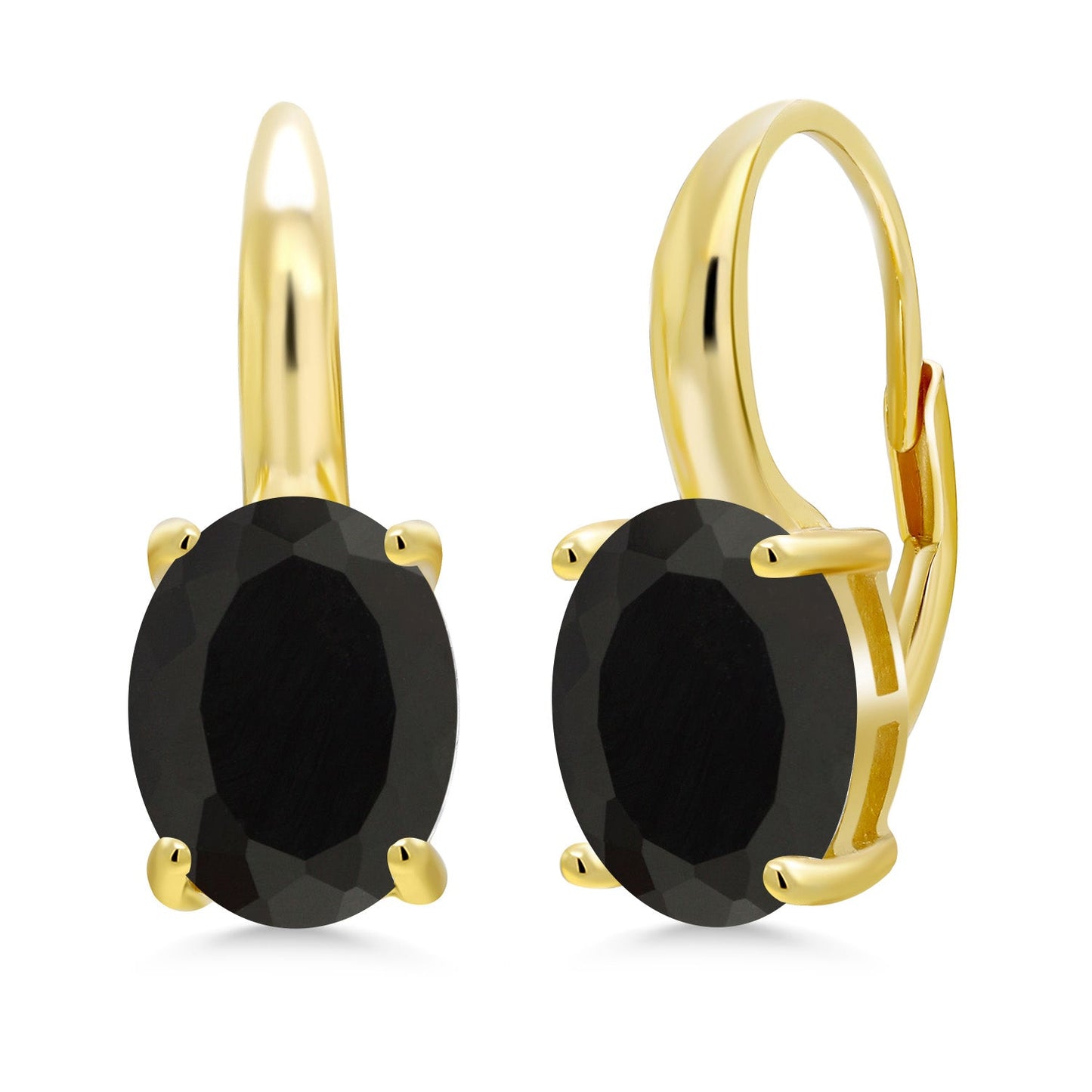 18K Yellow Gold Plated Silver 11X9MM Oval Gemstone Birthstone Leverback Drop Dangle Earrings For Women