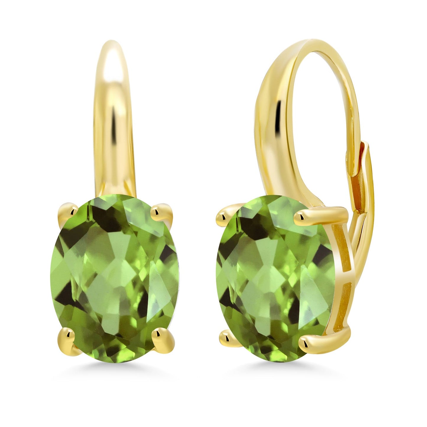 18K Yellow Gold Plated Silver 11X9MM Oval Gemstone Birthstone Leverback Drop Dangle Earrings For Women