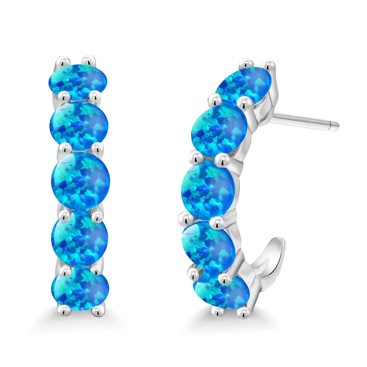 2-5 Cttw Gemstone Birthstone Open Hoops Earrings For Women | 925 Sterling Silver | Round 4MM | Fine Jewelry Gifts for Her Mom Women Wife