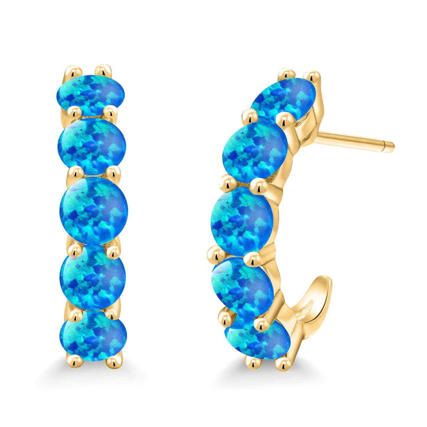 2-5 Cttw Gemstone Birthstone Open Hoops Earrings For Women | 925 Sterling Silver | Round 4MM | Fine Jewelry Gifts for Her Mom Women Wife