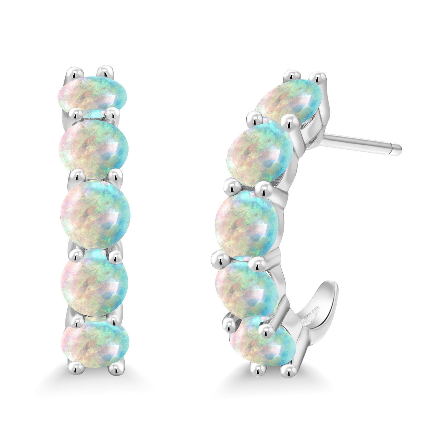 2-5 Cttw Gemstone Birthstone Open Hoops Earrings For Women | 925 Sterling Silver | Round 4MM | Fine Jewelry Gifts for Her Mom Women Wife