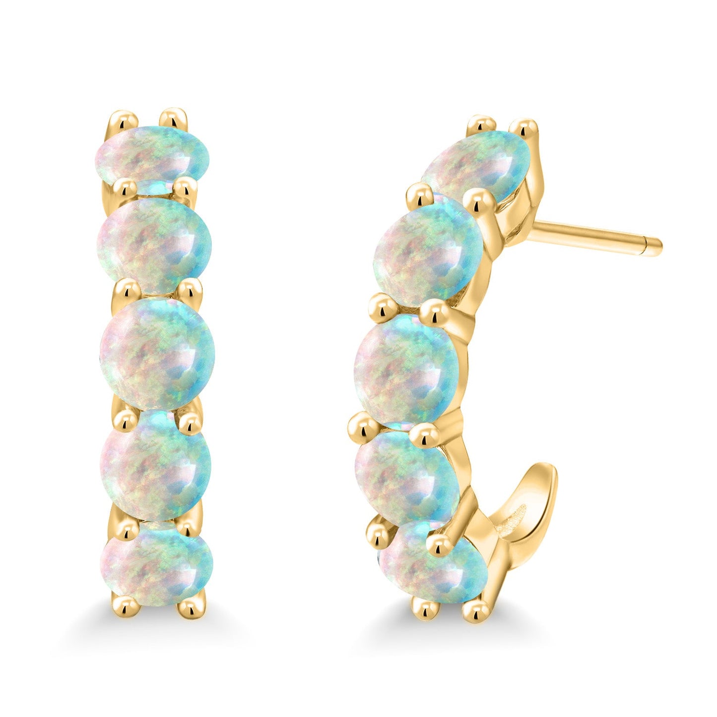 2-5 Cttw Gemstone Birthstone Open Hoops Earrings For Women | 925 Sterling Silver | Round 4MM | Fine Jewelry Gifts for Her Mom Women Wife