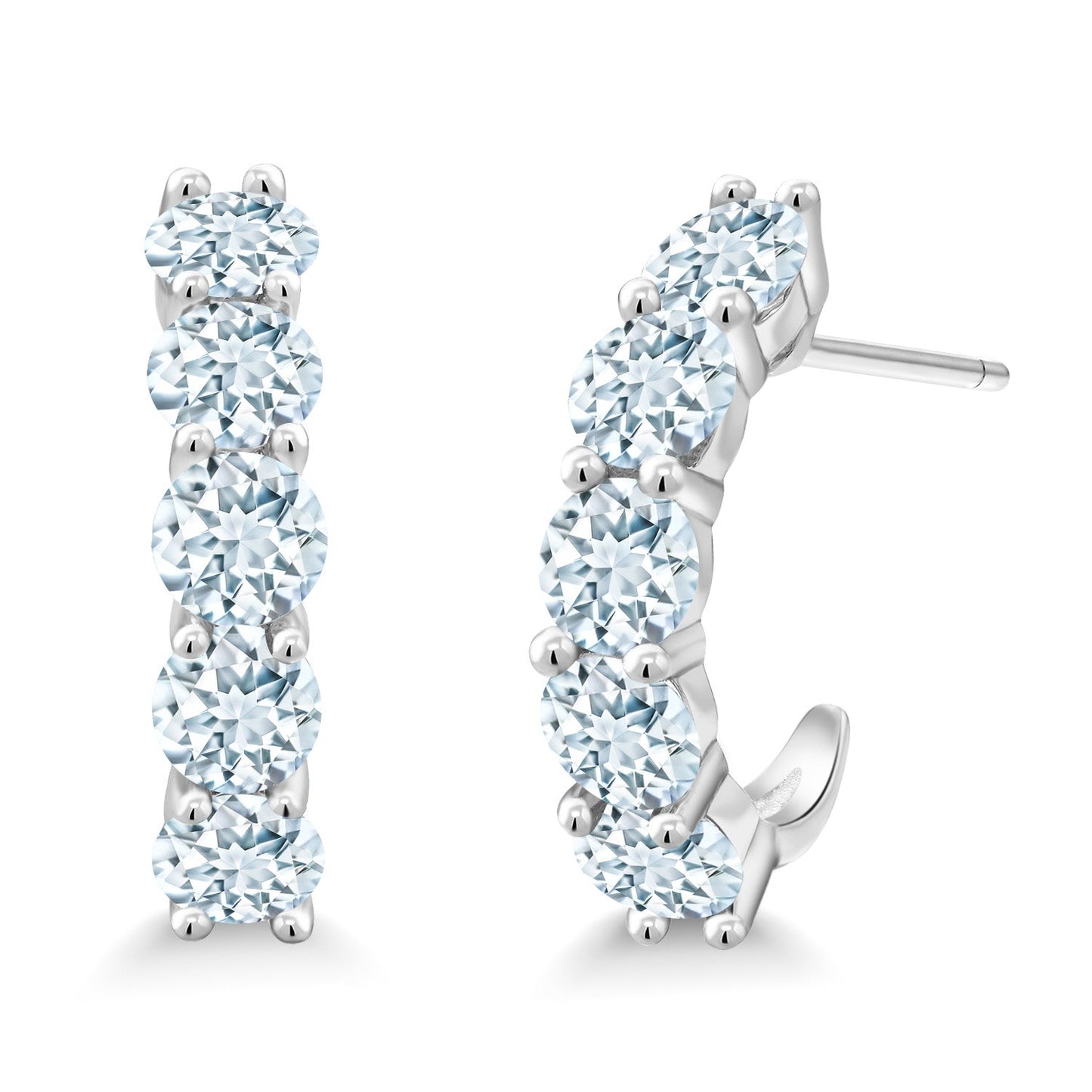 2-5 Cttw Gemstone Birthstone Open Hoops Earrings For Women | 925 Sterling Silver | Round 4MM | Fine Jewelry Gifts for Her Mom Women Wife