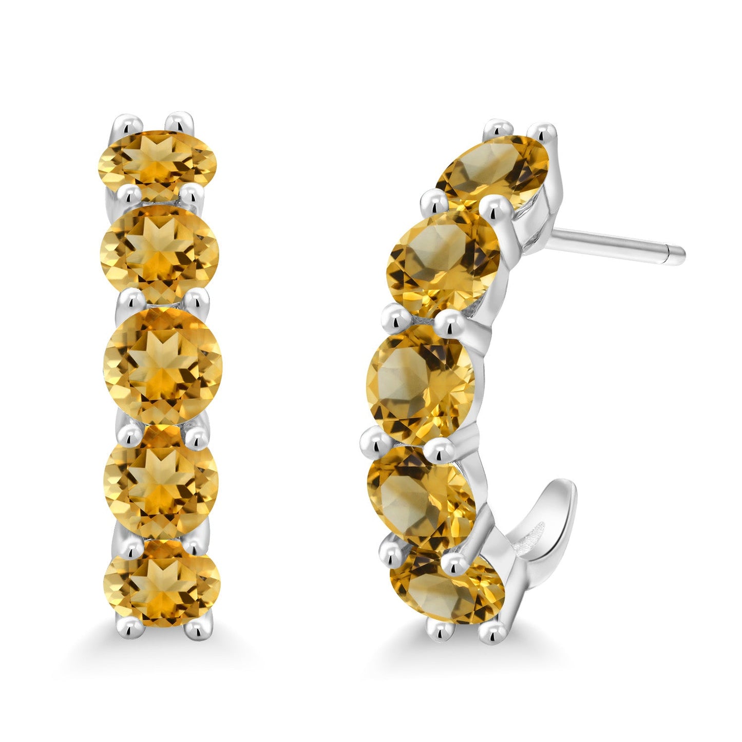 2-5 Cttw Gemstone Birthstone Open Hoops Earrings For Women | 925 Sterling Silver | Round 4MM | Fine Jewelry Gifts for Her Mom Women Wife