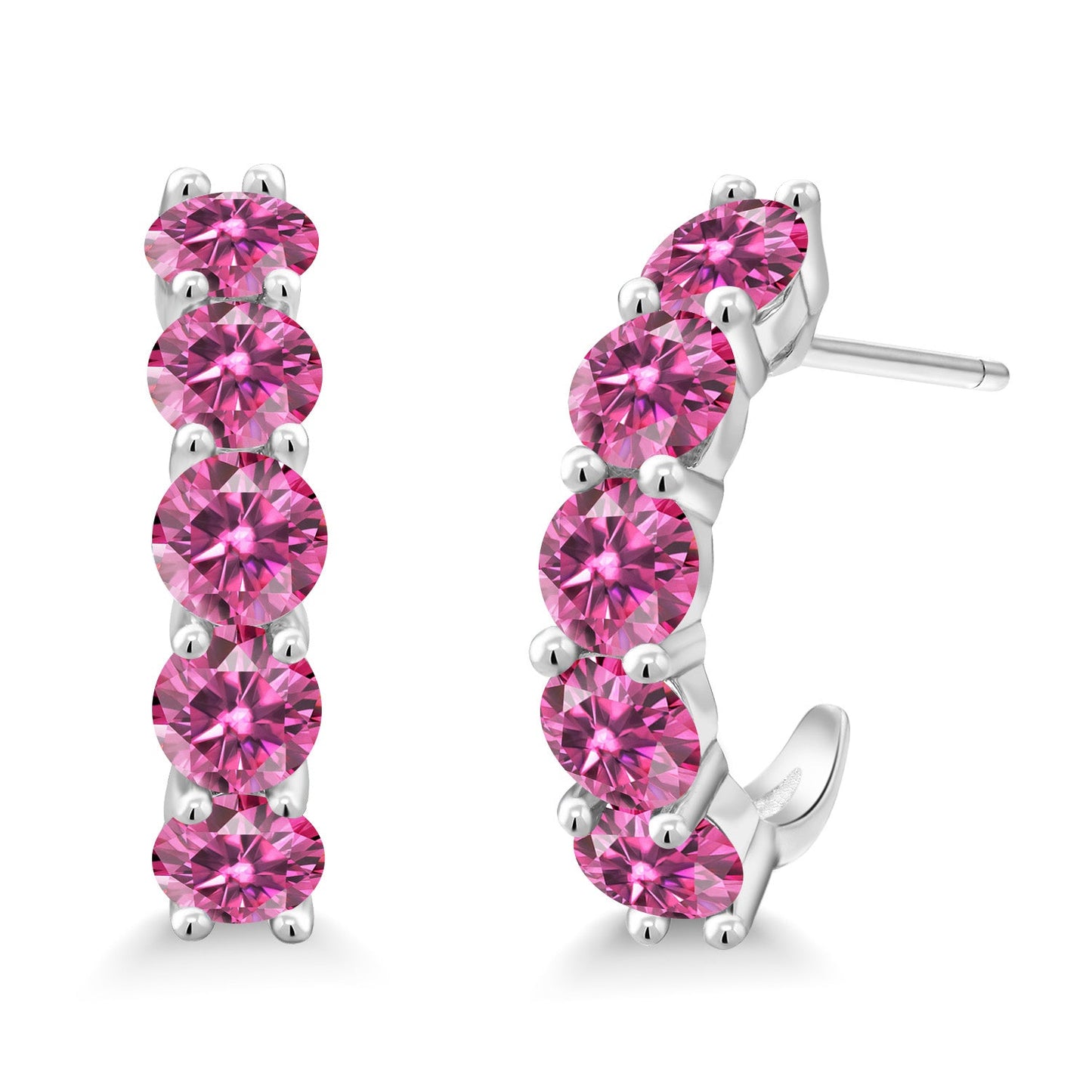 2-5 Cttw Gemstone Birthstone Open Hoops Earrings For Women | 925 Sterling Silver | Round 4MM | Fine Jewelry Gifts for Her Mom Women Wife