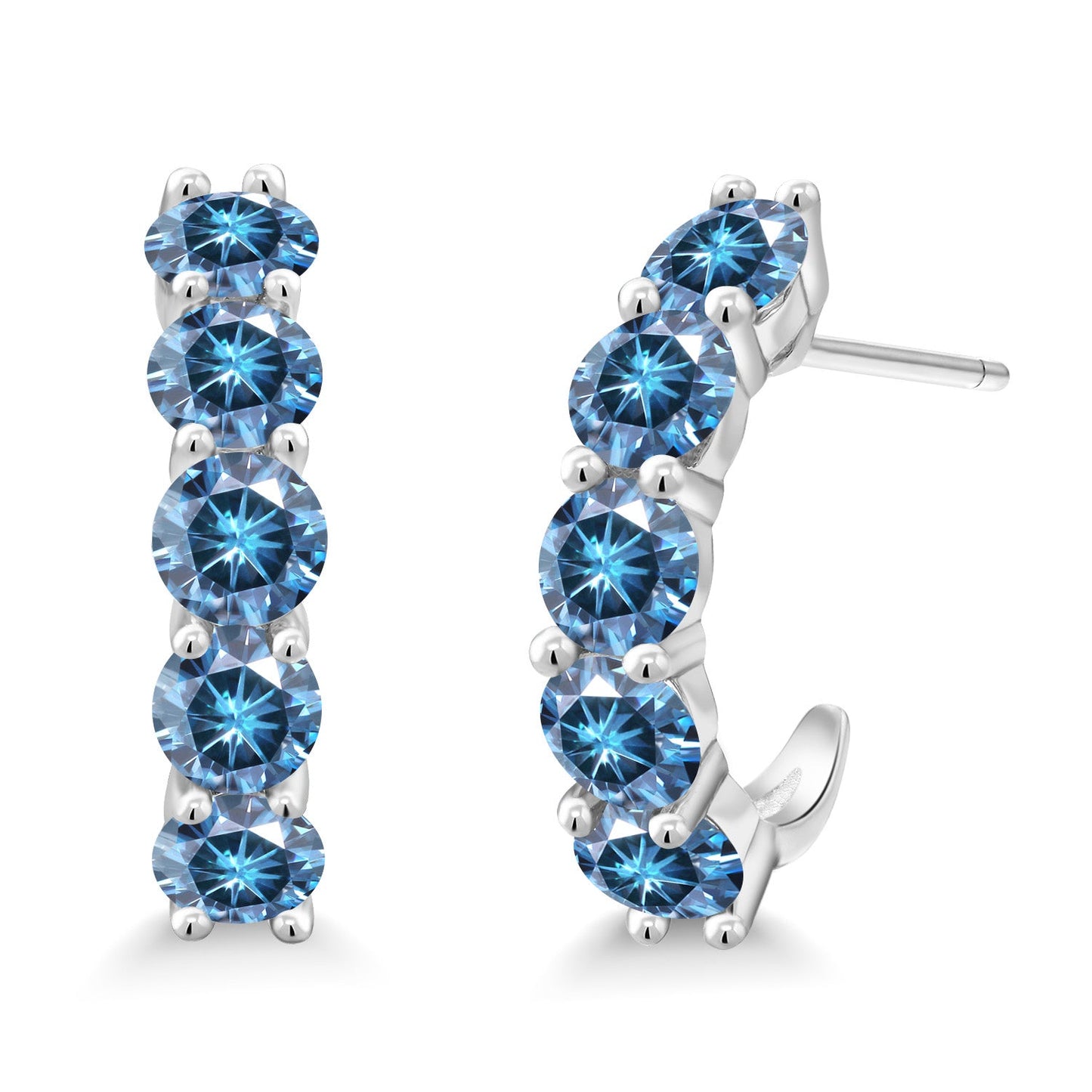 2-5 Cttw Gemstone Birthstone Open Hoops Earrings For Women | 925 Sterling Silver | Round 4MM | Fine Jewelry Gifts for Her Mom Women Wife