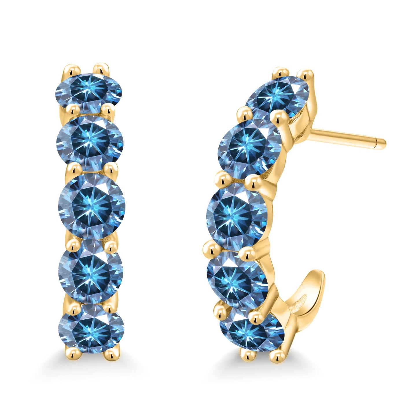 2-5 Cttw Gemstone Birthstone Open Hoops Earrings For Women | 925 Sterling Silver | Round 4MM | Fine Jewelry Gifts for Her Mom Women Wife