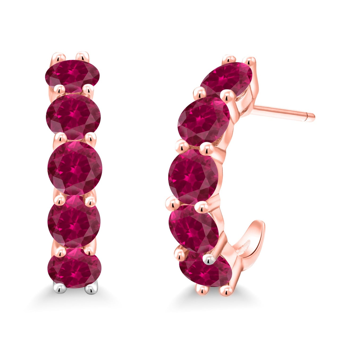 2-5 Cttw Gemstone Birthstone Open Hoops Earrings For Women | 925 Sterling Silver | Round 4MM | Fine Jewelry Gifts for Her Mom Women Wife