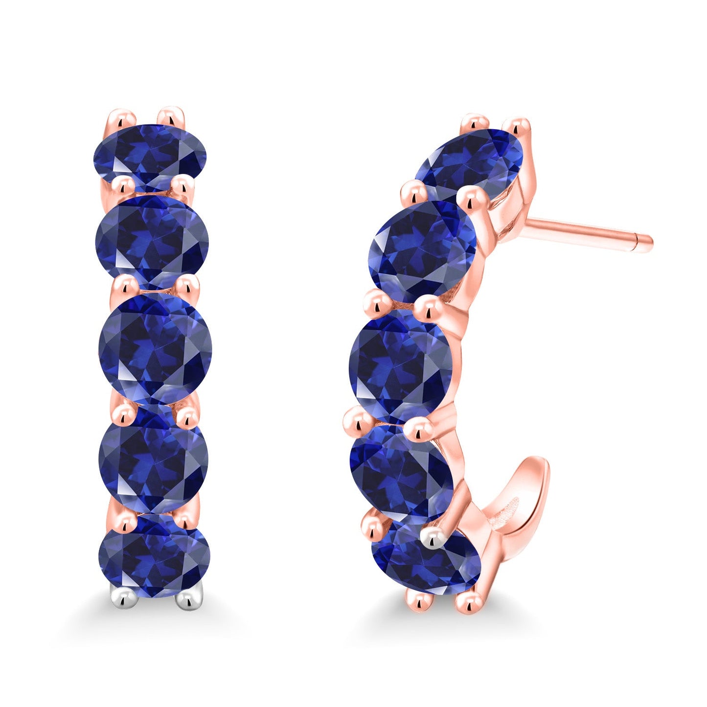 2-5 Cttw Gemstone Birthstone Open Hoops Earrings For Women | 925 Sterling Silver | Round 4MM | Fine Jewelry Gifts for Her Mom Women Wife