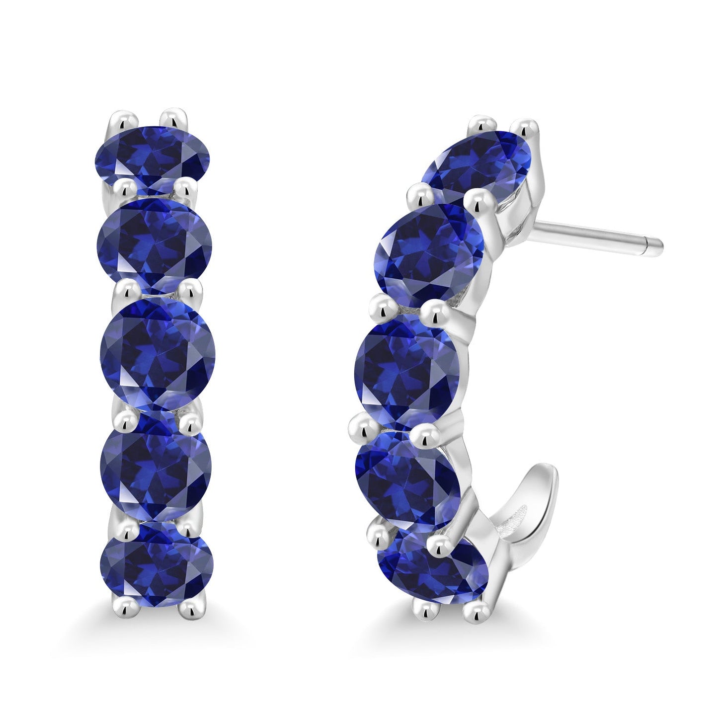 2-5 Cttw Gemstone Birthstone Open Hoops Earrings For Women | 925 Sterling Silver | Round 4MM | Fine Jewelry Gifts for Her Mom Women Wife