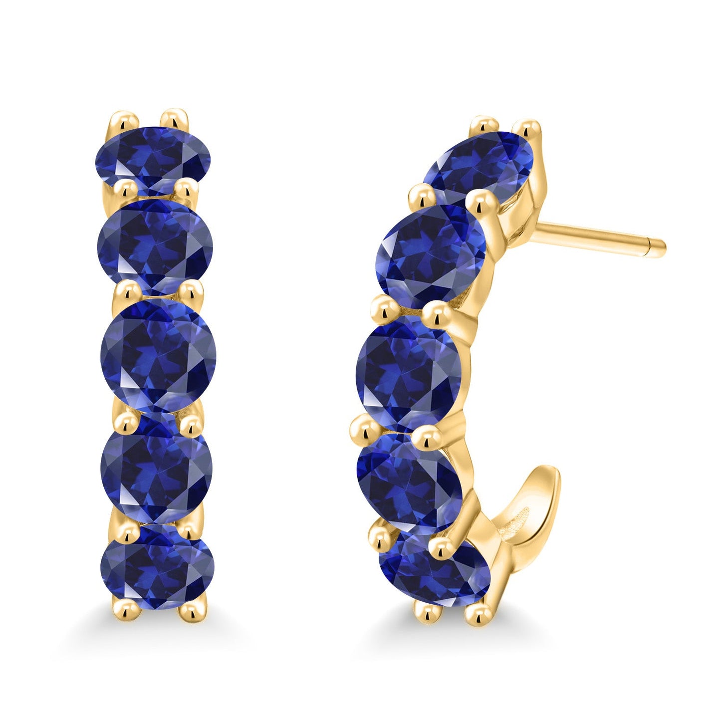 2-5 Cttw Gemstone Birthstone Open Hoops Earrings For Women | 925 Sterling Silver | Round 4MM | Fine Jewelry Gifts for Her Mom Women Wife