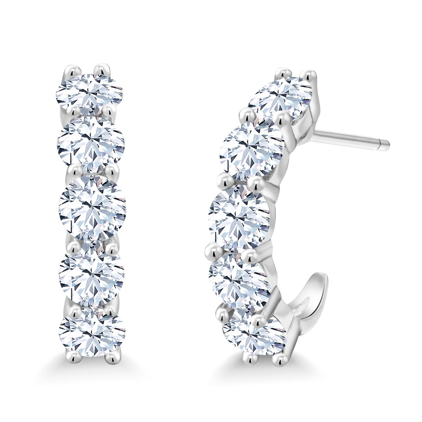 2-5 Cttw Gemstone Birthstone Open Hoops Earrings For Women | 925 Sterling Silver | Round 4MM | Fine Jewelry Gifts for Her Mom Women Wife