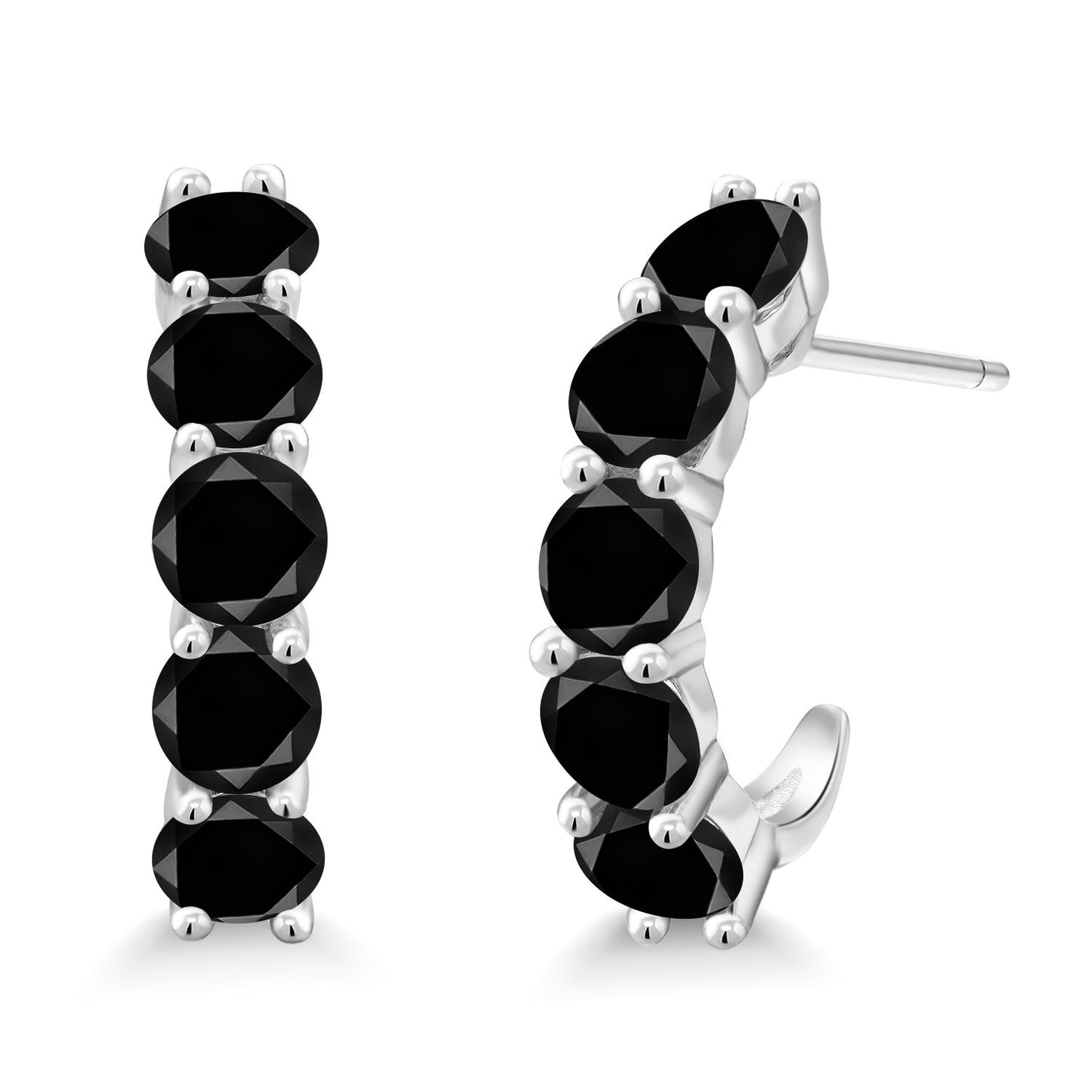 2-5 Cttw Gemstone Birthstone Open Hoops Earrings For Women | 925 Sterling Silver | Round 4MM | Fine Jewelry Gifts for Her Mom Women Wife