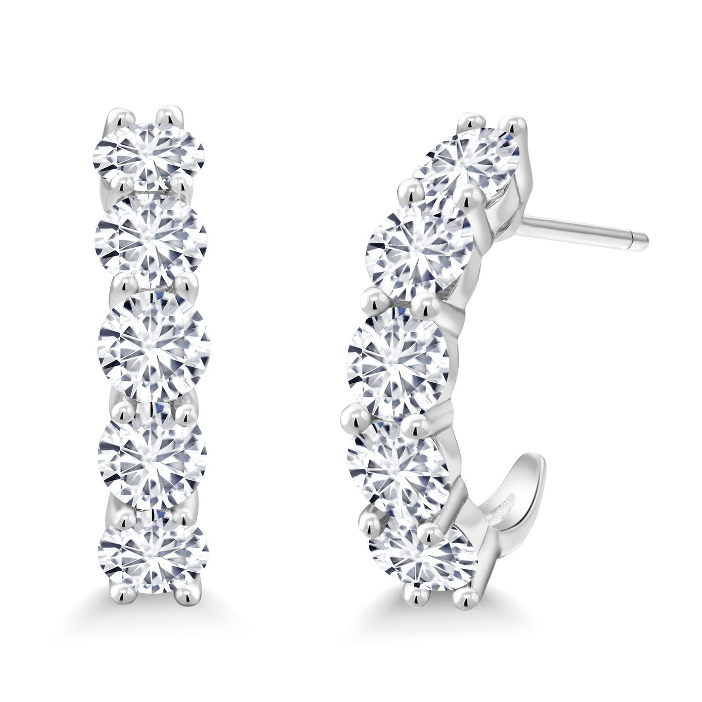 2-5 Cttw Gemstone Birthstone Open Hoops Earrings For Women | 925 Sterling Silver | Round 4MM | Fine Jewelry Gifts for Her Mom Women Wife