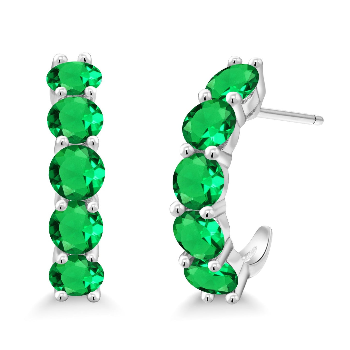 2-5 Cttw Gemstone Birthstone Open Hoops Earrings For Women | 925 Sterling Silver | Round 4MM | Fine Jewelry Gifts for Her Mom Women Wife