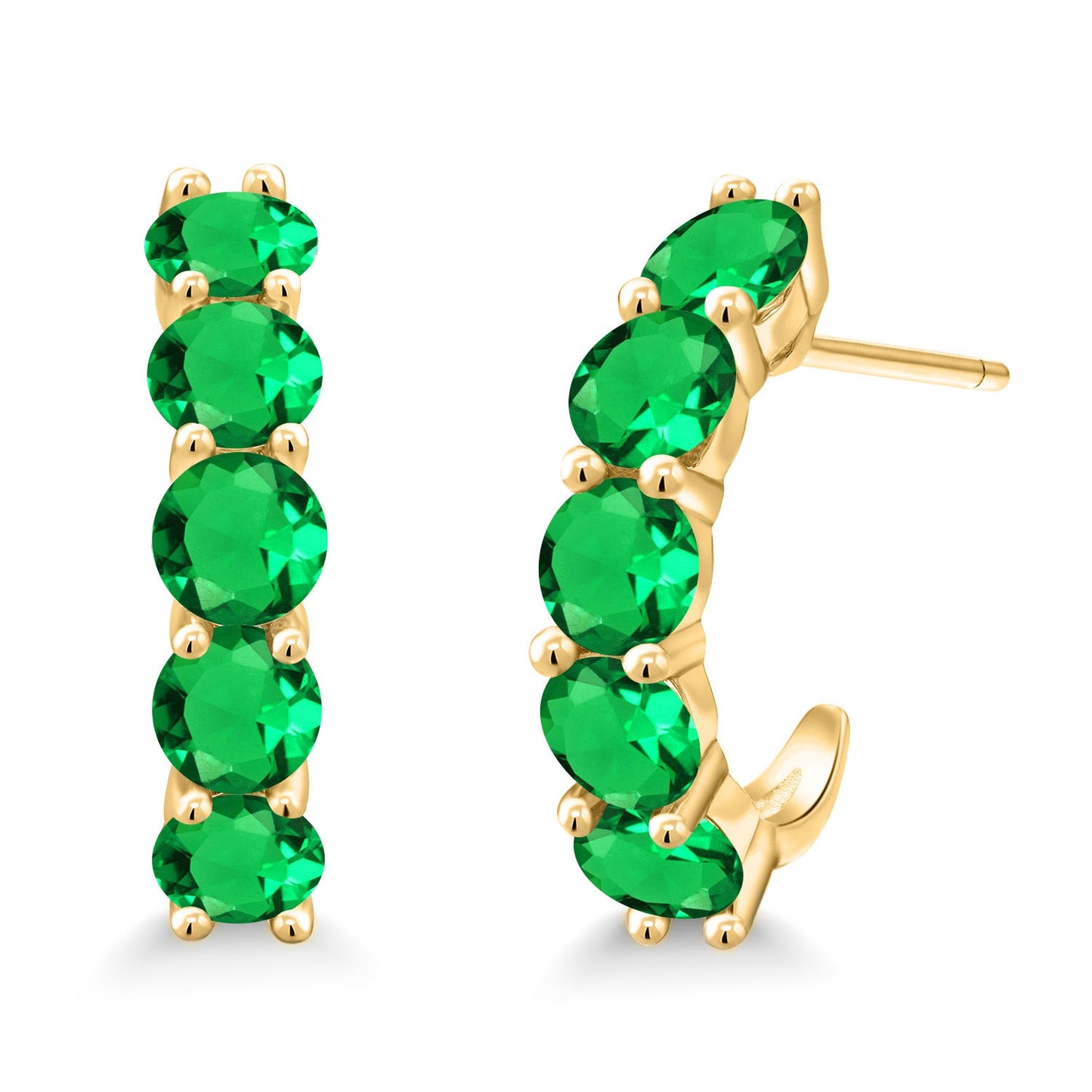 2-5 Cttw Gemstone Birthstone Open Hoops Earrings For Women | 925 Sterling Silver | Round 4MM | Fine Jewelry Gifts for Her Mom Women Wife
