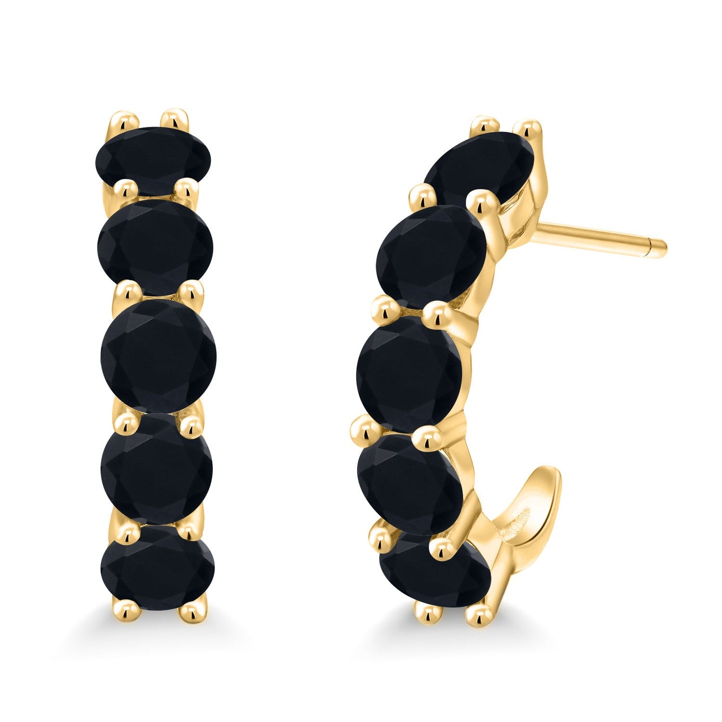 2-5 Cttw Gemstone Birthstone Open Hoops Earrings For Women | 925 Sterling Silver | Round 4MM | Fine Jewelry Gifts for Her Mom Women Wife