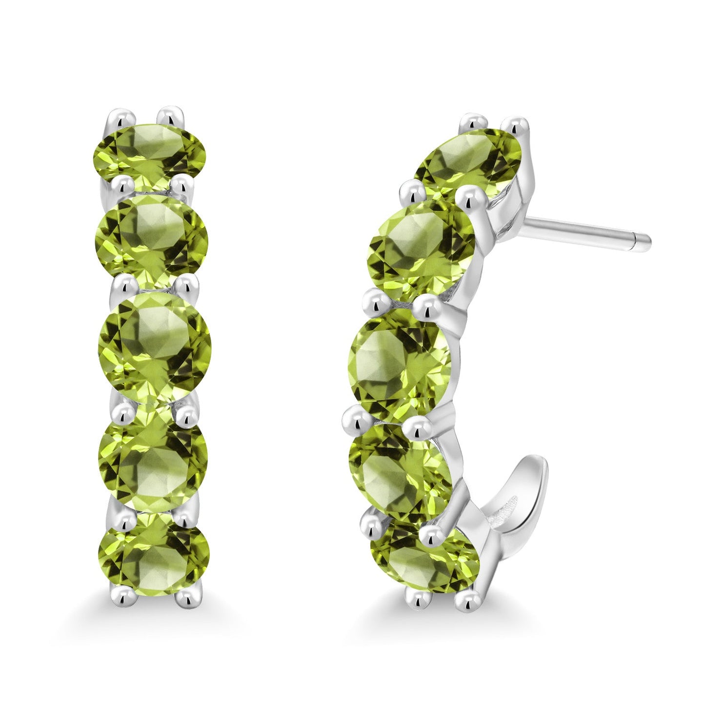 2-5 Cttw Gemstone Birthstone Open Hoops Earrings For Women | 925 Sterling Silver | Round 4MM | Fine Jewelry Gifts for Her Mom Women Wife