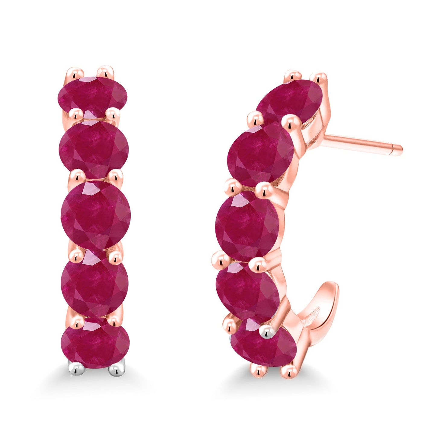 2-5 Cttw Gemstone Birthstone Open Hoops Earrings For Women | 925 Sterling Silver | Round 4MM | Fine Jewelry Gifts for Her Mom Women Wife