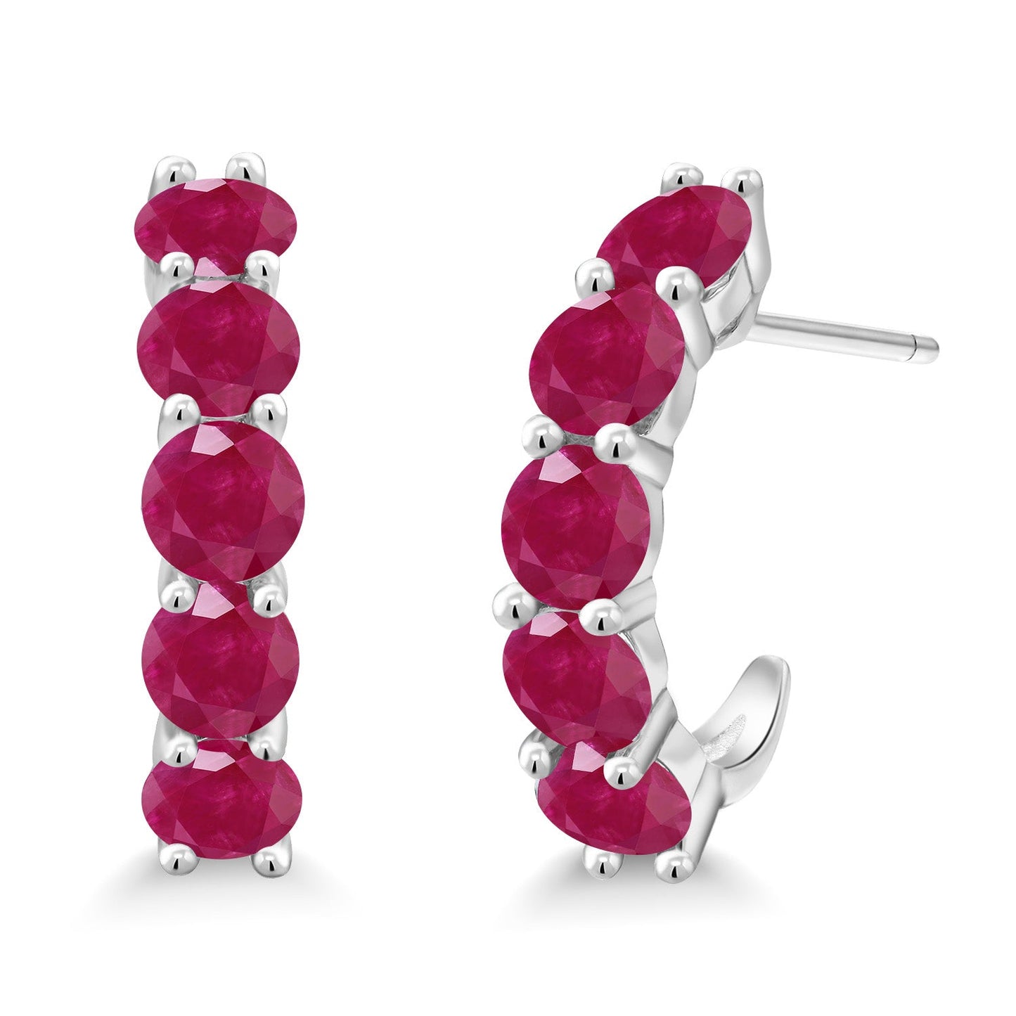2-5 Cttw Gemstone Birthstone Open Hoops Earrings For Women | 925 Sterling Silver | Round 4MM | Fine Jewelry Gifts for Her Mom Women Wife
