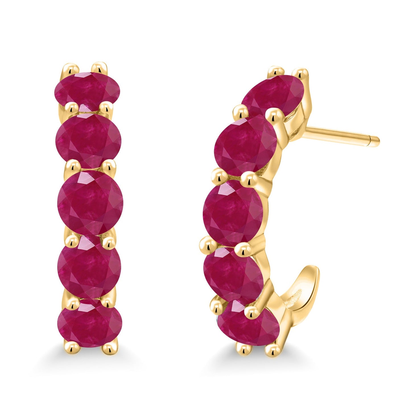 2-5 Cttw Gemstone Birthstone Open Hoops Earrings For Women | 925 Sterling Silver | Round 4MM | Fine Jewelry Gifts for Her Mom Women Wife