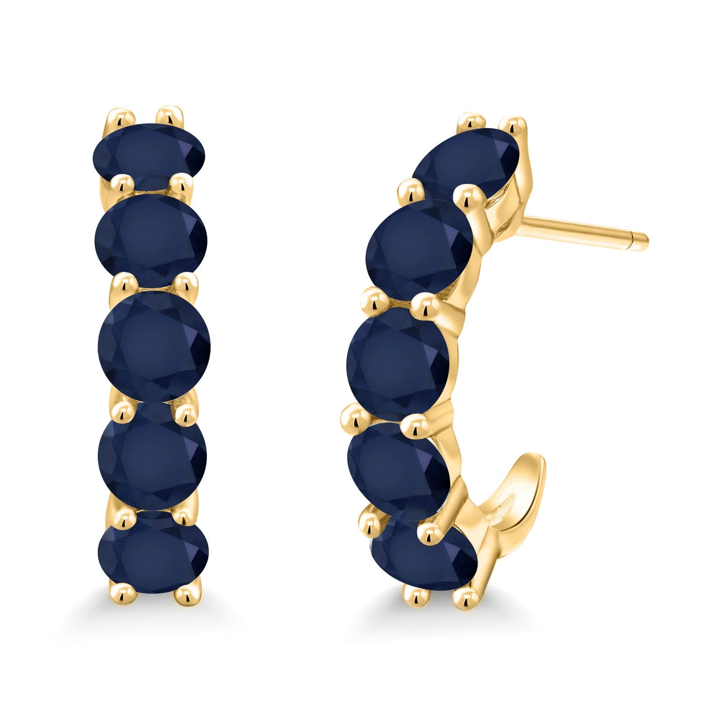 2-5 Cttw Gemstone Birthstone Open Hoops Earrings For Women | 925 Sterling Silver | Round 4MM | Fine Jewelry Gifts for Her Mom Women Wife