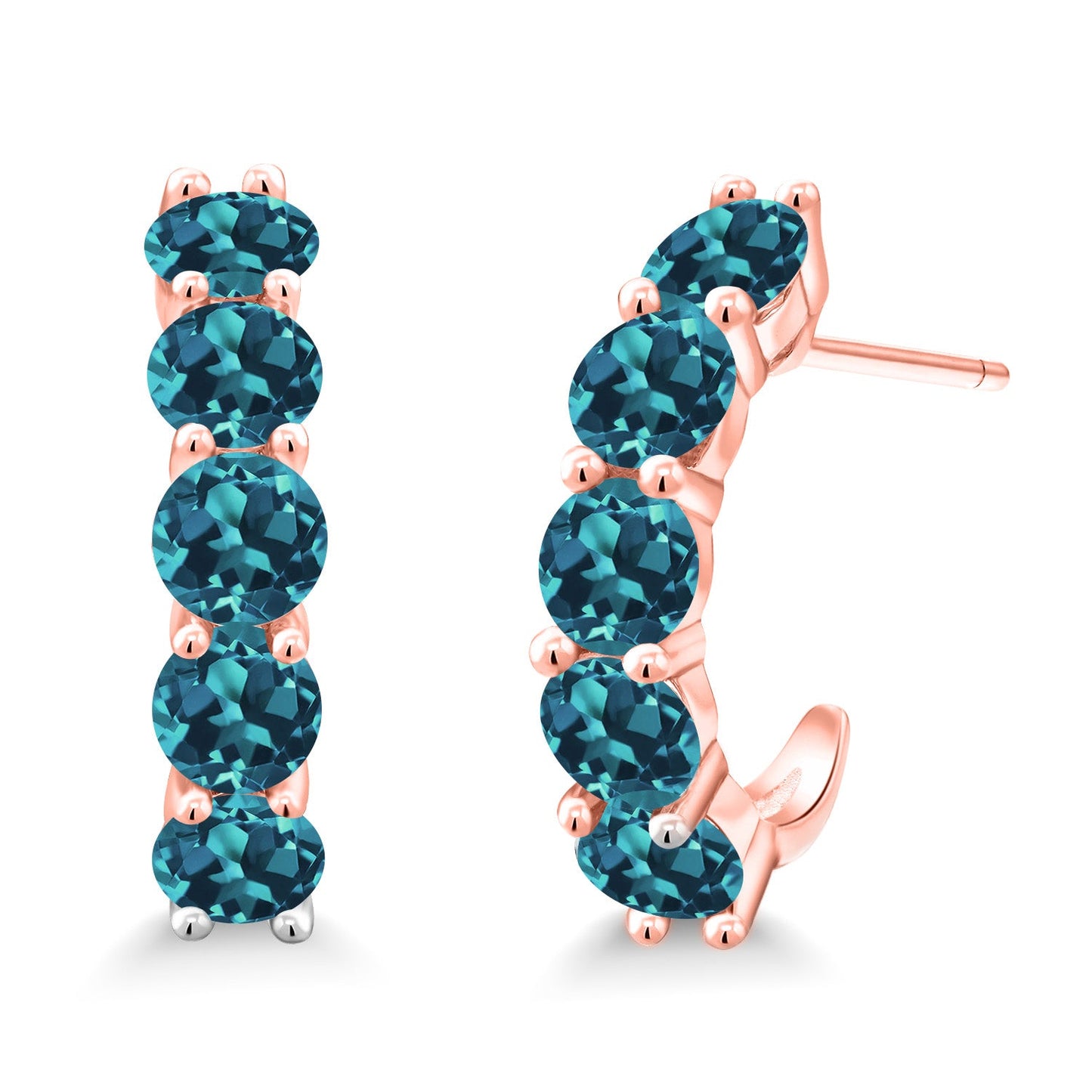 2-5 Cttw Gemstone Birthstone Open Hoops Earrings For Women | 925 Sterling Silver | Round 4MM | Fine Jewelry Gifts for Her Mom Women Wife