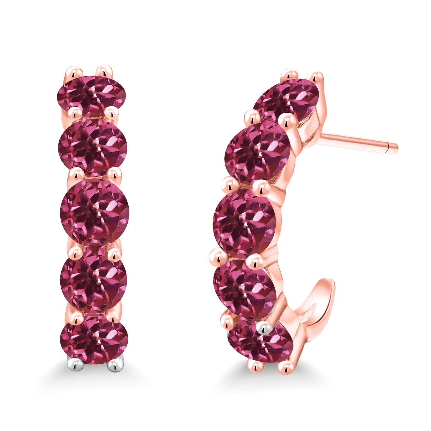 2-5 Cttw Gemstone Birthstone Open Hoops Earrings For Women | 925 Sterling Silver | Round 4MM | Fine Jewelry Gifts for Her Mom Women Wife