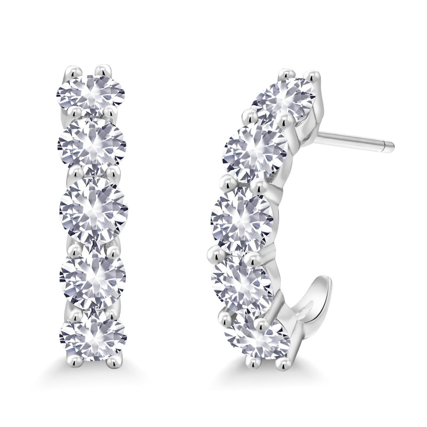 2-5 Cttw Gemstone Birthstone Open Hoops Earrings For Women | 925 Sterling Silver | Round 4MM | Fine Jewelry Gifts for Her Mom Women Wife