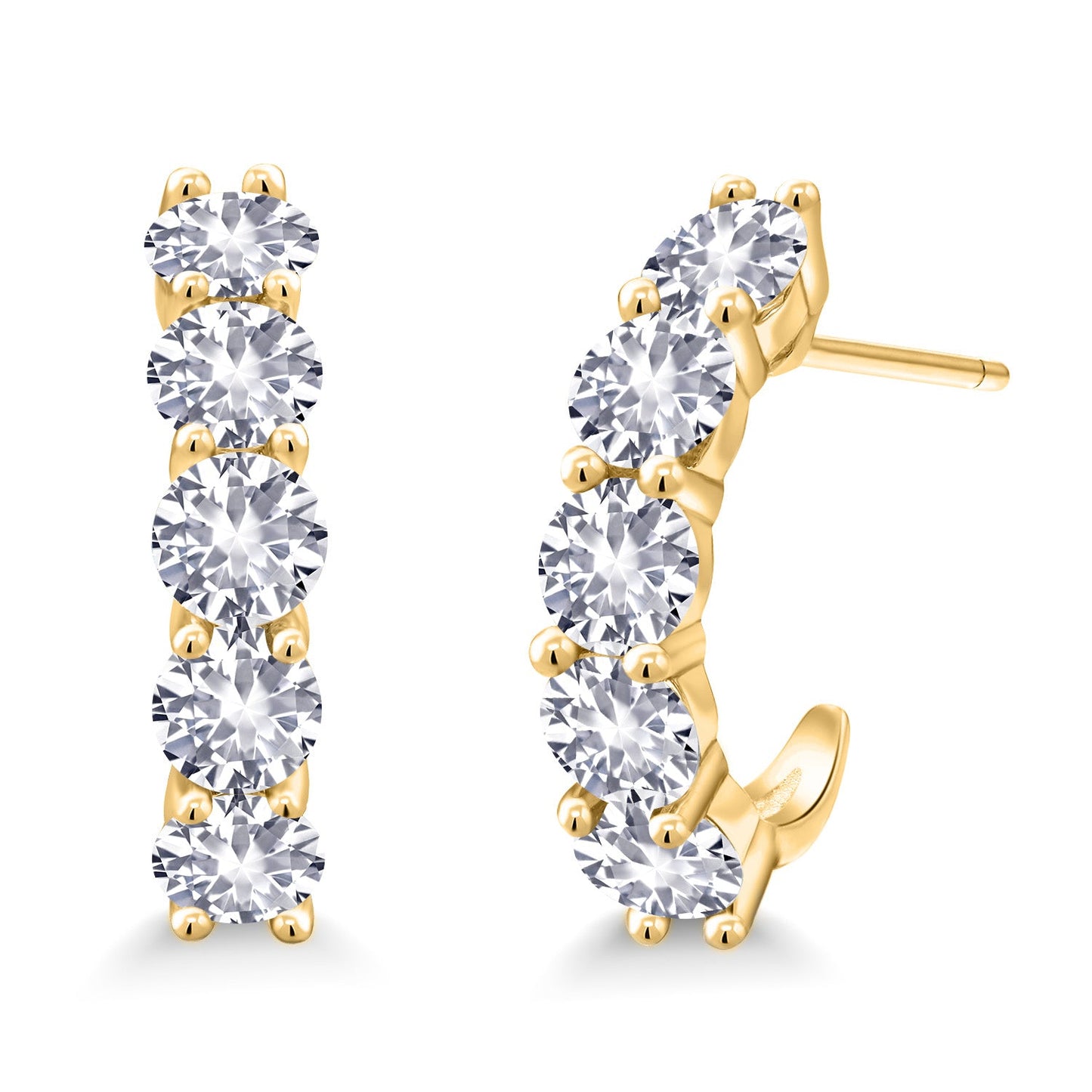 2-5 Cttw Gemstone Birthstone Open Hoops Earrings For Women | 925 Sterling Silver | Round 4MM | Fine Jewelry Gifts for Her Mom Women Wife