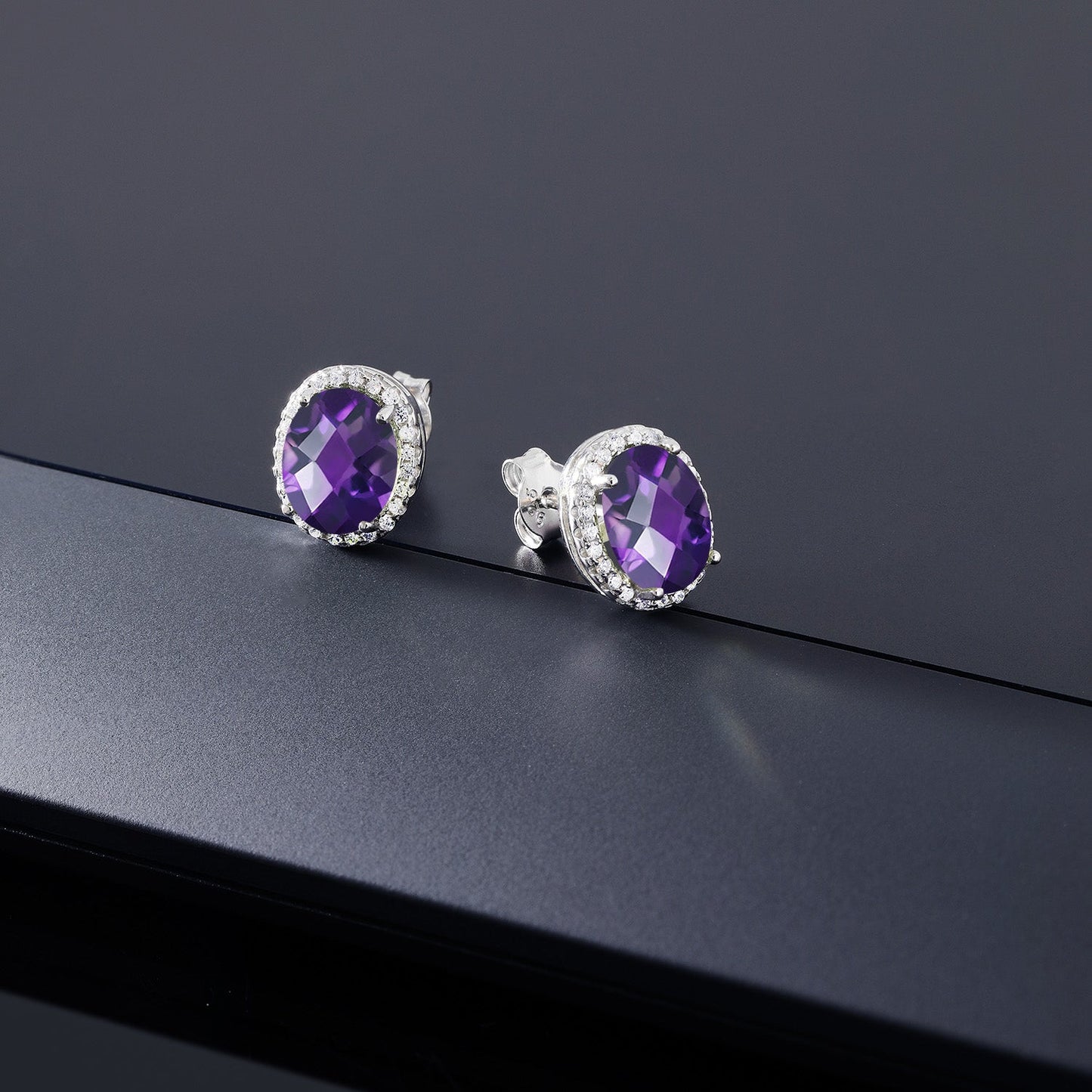 3-5 Cttw Gemstone Birthstone Halo Earrings For Women | 9X7MM Oval Cut | 925 Sterling Silver | Fine Jewelry Gifts for Her Mom Women Wife