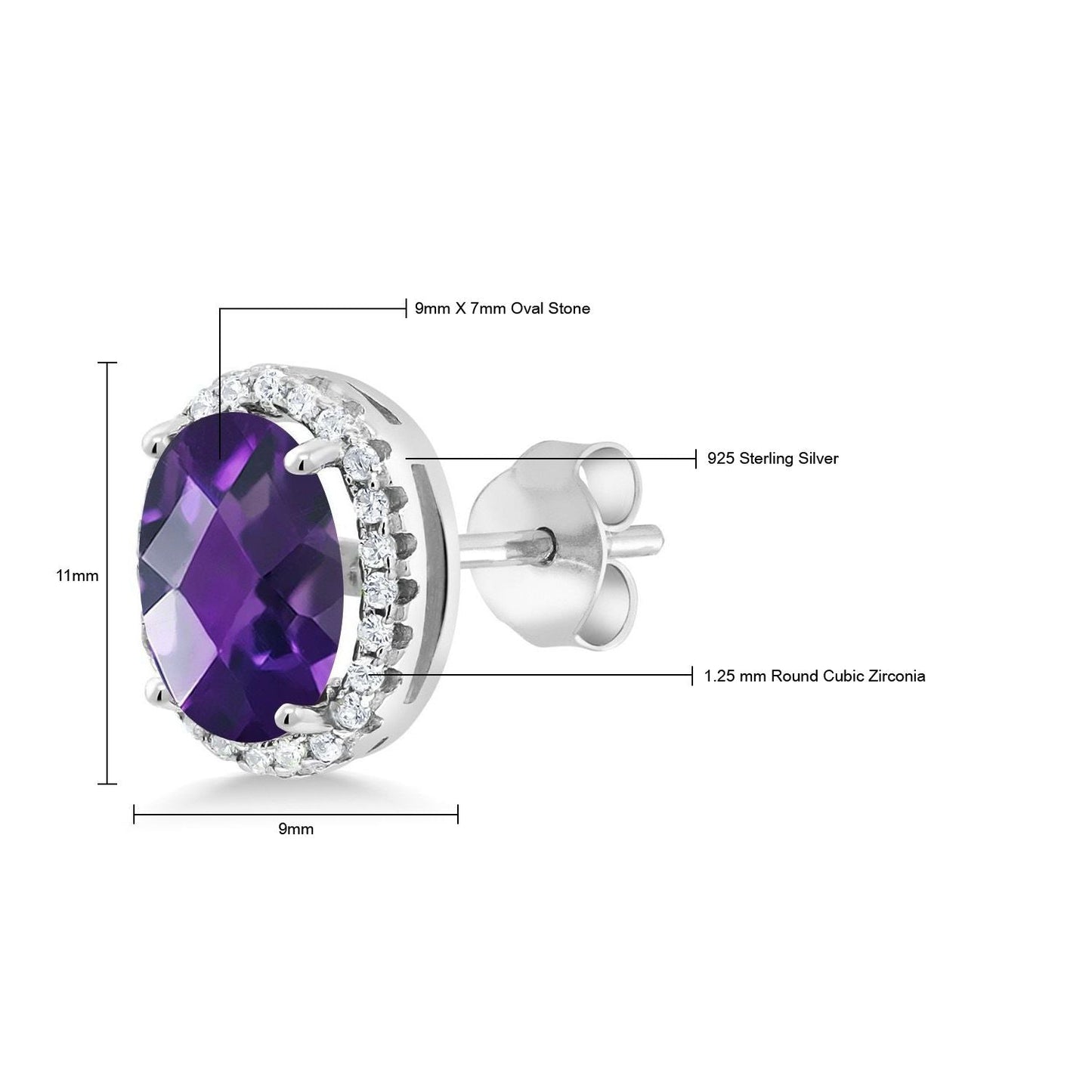 3-5 Cttw Gemstone Birthstone Halo Earrings For Women | 9X7MM Oval Cut | 925 Sterling Silver | Fine Jewelry Gifts for Her Mom Women Wife