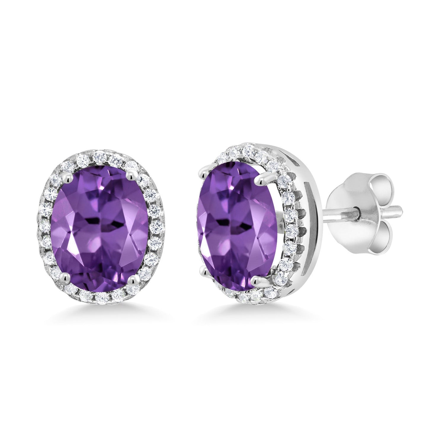 3-5 Cttw Gemstone Birthstone Halo Earrings For Women | 9X7MM Oval Cut | 925 Sterling Silver | Fine Jewelry Gifts for Her Mom Women Wife