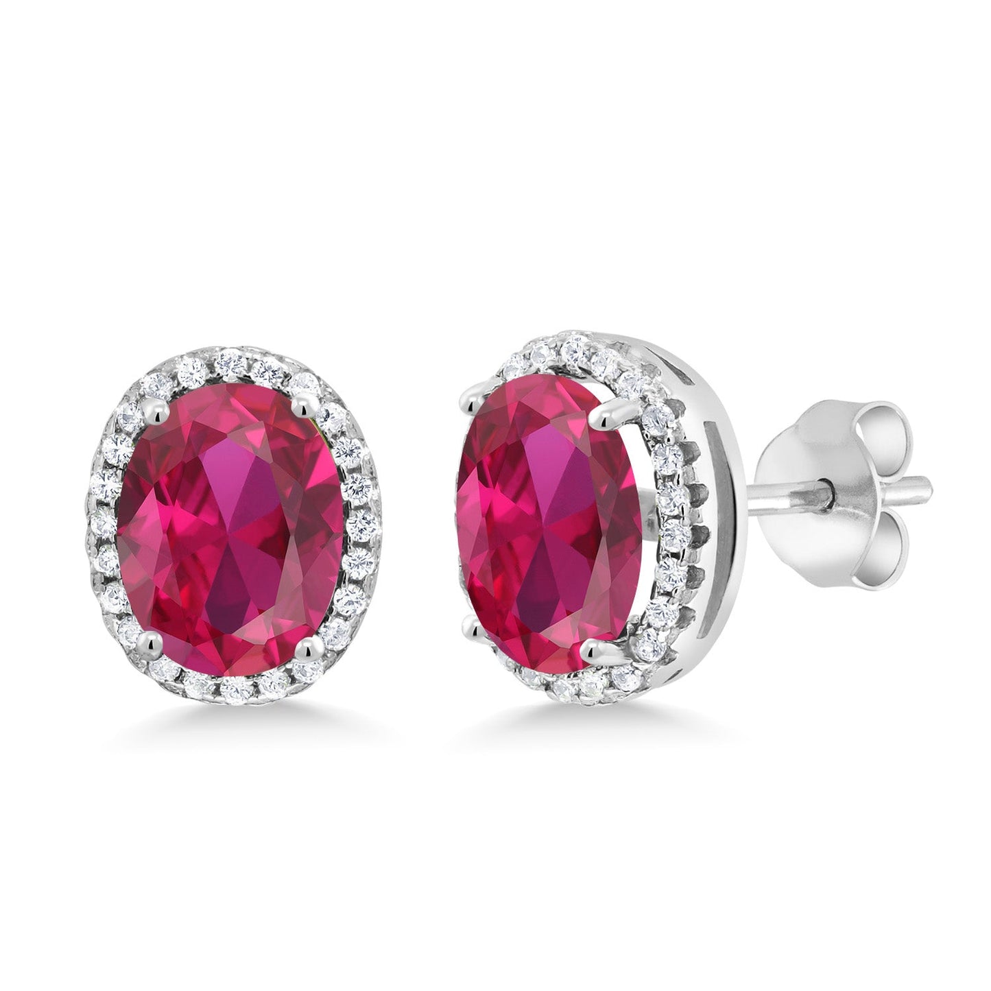 3-5 Cttw Gemstone Birthstone Halo Earrings For Women | 9X7MM Oval Cut | 925 Sterling Silver | Fine Jewelry Gifts for Her Mom Women Wife