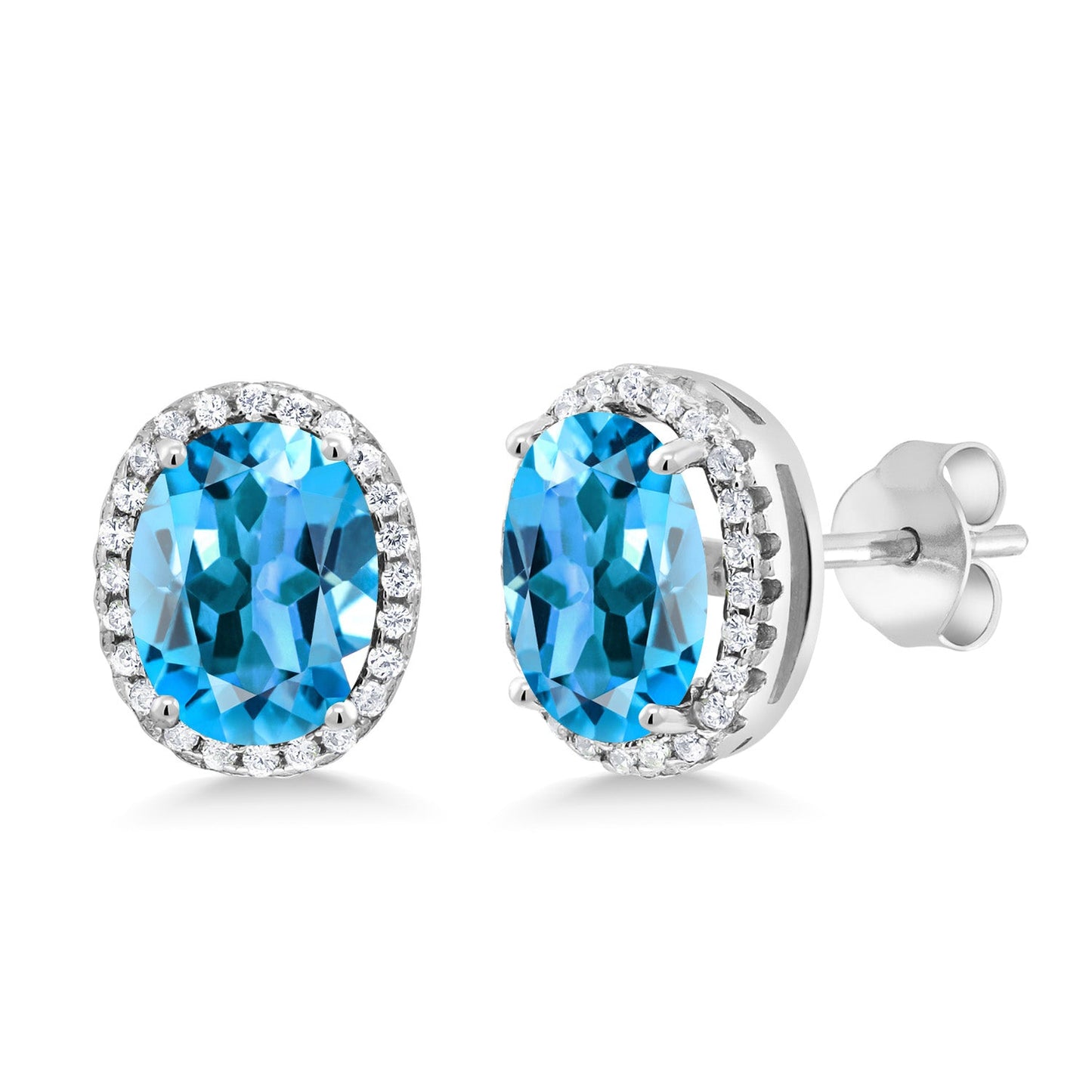 3-5 Cttw Gemstone Birthstone Halo Earrings For Women | 9X7MM Oval Cut | 925 Sterling Silver | Fine Jewelry Gifts for Her Mom Women Wife