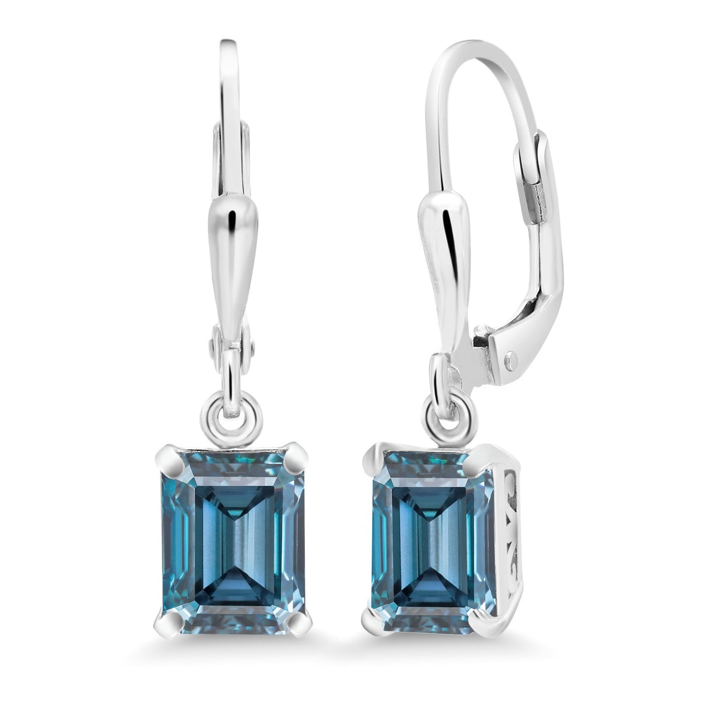 Leverback Drop Dangle Earrings For Women | 8X6MM Emerald Cut Gemstone Birthstone | 925 Sterling Silver | Fine Jewelry Gifts for Her Mom Women Wife